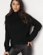 m&d fashion Pulover Negru Simplu cu Guler rulat Swenua