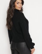 m&d fashion Pulover Negru Simplu cu Guler rulat Swenua
