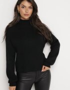 m&d fashion Pulover Negru Simplu cu Guler rulat Swenua