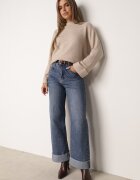 m&d fashion Pulover oversize cu adaos de lână cu guler înalt și manșete întoarse Jalowia Bej
