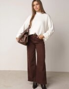 m&d fashion Pulover oversize cu adaos de lână cu guler înalt și manșete întoarse Jalowia Bej deschis