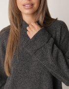 m&d fashion Pulover oversize cu adaos de lână cu guler înalt și manșete întoarse Jalowia Gri închis