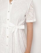 m&d fashion Rochie Albă din bumbac tip cămașă ajurată cu curea Fevaila