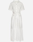 m&d fashion Rochie Albă din bumbac tip cămașă ajurată cu curea Fevaila