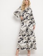 m&d fashion Rochie Albă Evazată cu Model Abstract Alusima