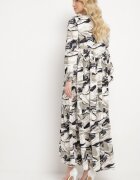 m&d fashion Rochie Albă Evazată cu Model Abstract Alusima