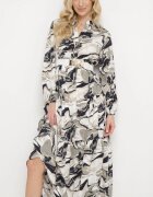 m&d fashion Rochie Albă Evazată cu Model Abstract Alusima