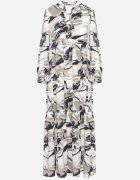 m&d fashion Rochie Albă Evazată cu Model Abstract Alusima