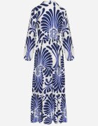 m&d fashion Rochie Albastră din Viscoză cu Croi Cloș cu Motiv Floral Korisaria