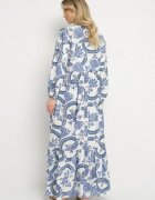 m&d fashion Rochie Albastră din Viscoză cu Croială Evazată cu Legătură cu Imprimeu Floral Korivona