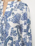 m&d fashion Rochie Albastră din Viscoză cu Croială Evazată cu Legătură cu Imprimeu Floral Korivona