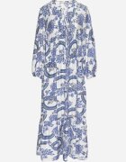 m&d fashion Rochie Albastră din Viscoză cu Croială Evazată cu Legătură cu Imprimeu Floral Korivona