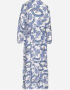 m&d fashion Rochie Albastră din Viscoză cu Croială Evazată cu Legătură cu Imprimeu Floral Korivona