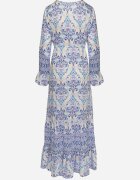 m&d fashion Rochie Albastră în stil Boho cu decolteu petrecut din bumbac și viscoză Soderia