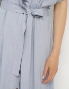 m&d fashion Rochie Albastră tip cămașă cu in viscoză și curea Lenaviel