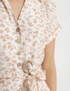 m&d fashion Rochie Bej deschis Din bumbac Cu imprimeu floral Stil cămașă Cu curea de legat Amondra