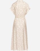 m&d fashion Rochie Bej deschis Din bumbac Cu imprimeu floral Stil cămașă Cu curea de legat Amondra