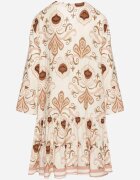 m&d fashion Rochie Bej deschis din viscoză cu croială evazată și model ornamental Paisley