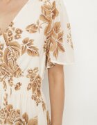 m&d fashion Rochie bej deschis florală cu croială evazată și legătură Raloiti
