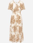 m&d fashion Rochie bej deschis florală cu croială evazată și legătură Raloiti