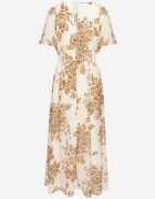 m&d fashion Rochie bej deschis florală cu croială evazată și legătură Raloiti