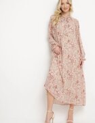 m&d fashion Rochie bej deschisă Plisată cu croială evazată cu imprimeu Paisley cu legătură la decolteu Rosamuna