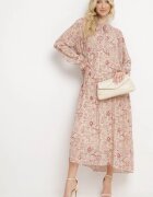 m&d fashion Rochie bej deschisă Plisată cu croială evazată cu imprimeu Paisley cu legătură la decolteu Rosamuna