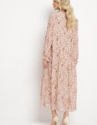 m&d fashion Rochie bej deschisă Plisată cu croială evazată cu imprimeu Paisley cu legătură la decolteu Rosamuna