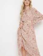 m&d fashion Rochie bej deschisă Plisată cu croială evazată cu imprimeu Paisley cu legătură la decolteu Rosamuna