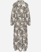 m&d fashion Rochie bej-gri cu vâscoză cu croi evazat cu motiv floral Edionilira
