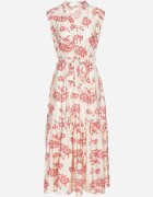 m&d fashion Rochie Bej-Roz Vâscoză cu Imprimeu Abstract cu Curea Rinoriela