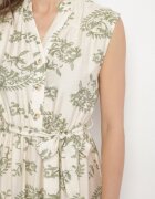 m&d fashion Rochie Bej-Verde din viscoză cu imprimeu abstract cu centură Rinoriela