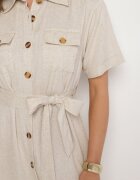 m&d fashion Rochie Cămașă Bej cu curea din material textil din in și viscoză Werilene