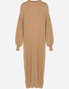 m&d fashion Rochie Ciemnobej tip pulover cu croială dreaptă din Viscoză cu mâneci late și guler Rinfera