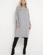 m&d fashion Rochie Cutie Gri cu Guler Înalt și Mânecă Lungă Blinne