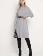 m&d fashion Rochie Cutie Gri cu Guler Înalt și Mânecă Lungă Blinne