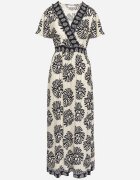 m&d fashion Rochie de viscoză albastră cloș cu decolteu petrecut cu model boho Paldena
