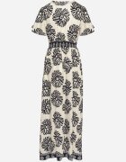 m&d fashion Rochie de viscoză albastră cloș cu decolteu petrecut cu model boho Paldena