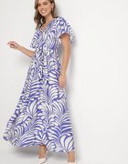 m&d fashion Rochie din viscoză albastră cu croială petrecută cu imprimeu floral Cinea