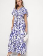 m&d fashion Rochie din viscoză albastră cu croială petrecută cu imprimeu floral Cinea