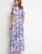 m&d fashion Rochie din viscoză albastră cu croială petrecută cu imprimeu floral Cinea