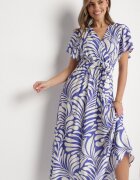 m&d fashion Rochie din viscoză albastră cu croială petrecută cu imprimeu floral Cinea