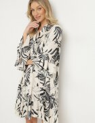 m&d fashion Rochie Gri închis din Viscoză cu croială evazată cu volane cu imprimeu floral Ridiara
