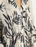 m&d fashion Rochie Gri închis din Viscoză cu croială evazată cu volane cu imprimeu floral Ridiara