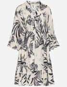 m&d fashion Rochie Gri închis din Viscoză cu croială evazată cu volane cu imprimeu floral Ridiara