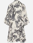 m&d fashion Rochie Gri închis din Viscoză cu croială evazată cu volane cu imprimeu floral Ridiara