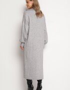 m&d fashion Rochie Gri model cutie tip pulover din Vâscoză cu Mâneci Largi și Guler Rinfera