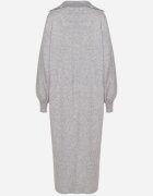 m&d fashion Rochie Gri model cutie tip pulover din Vâscoză cu Mâneci Largi și Guler Rinfera