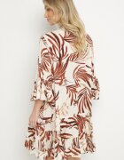 m&d fashion Rochie Maro din Viscoză cu Croi Evazat cu Volane cu Imprimeu Floral Ridiara