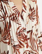 m&d fashion Rochie Maro din Viscoză cu Croi Evazat cu Volane cu Imprimeu Floral Ridiara